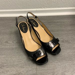Cole Haan Eliana Black Open Toe Slingback Pumps 10
